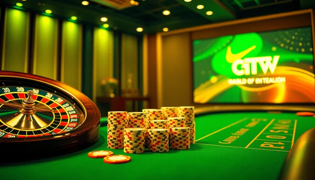 Experience live football streaming in HD on https://cabongtv.co/ with excitement in a vibrant casino scene.