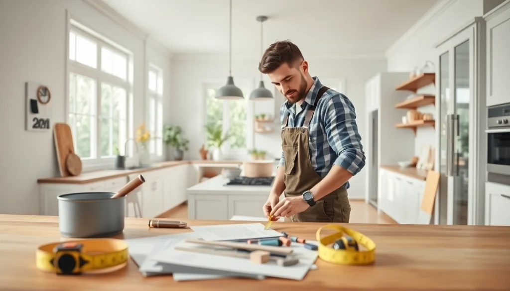 Transforming a home renovation project with a skilled contractor in a modern kitchen setting.