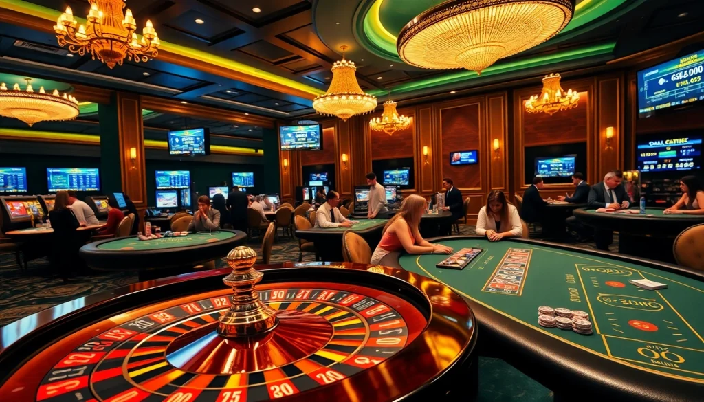 Players enjoying a thrilling game at a luxurious casino, highlighting the experience at https://bong99.pro/.