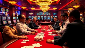 Engaging moment of đá gà trực tiếp thomo betting strategies in a luxurious casino environment.