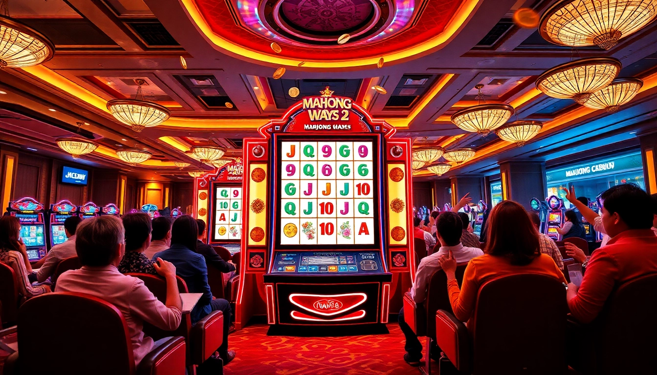 Players engaging with the Mahjong Ways 2 slot machine in an exciting casino environment.