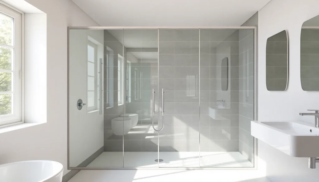 Stunning shower doors uk set in a modern bathroom, featuring elegant frameless glass and stylish fittings.