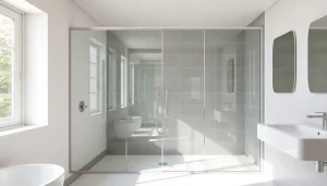 Stunning shower doors uk set in a modern bathroom, featuring elegant frameless glass and stylish fittings.