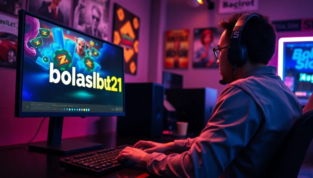 Bermain permainan slot online di bolaslot21 dengan suasana gaming yang seru dan modern.