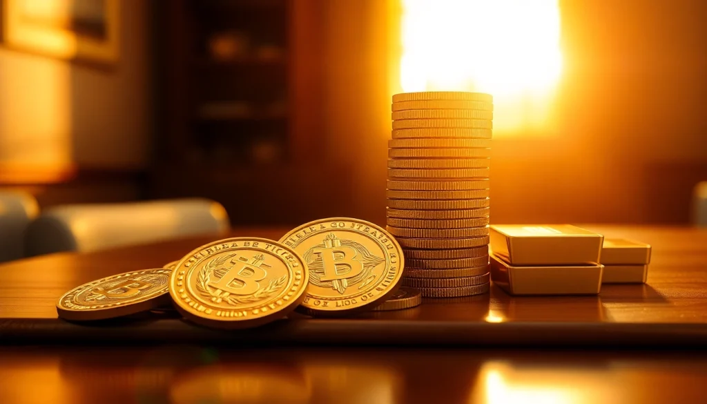 View of gold coins and bars representing the current gold price india with rich textures.