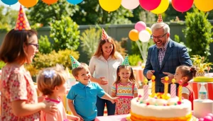Birthday party entertainers engaging kids in a vibrant celebration.