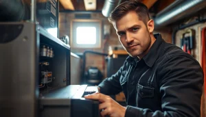 Expert technician conducting furnace repair pound ridge for optimal home heating efficiency.