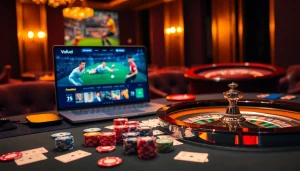 Experience thrilling gameplay at Vaoluoi tv with chips, cards, and a vibrant casino atmosphere.