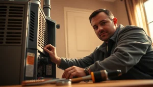 Gas furnace repair katonah, experienced technician troubleshooting furnace issues in a warm home.