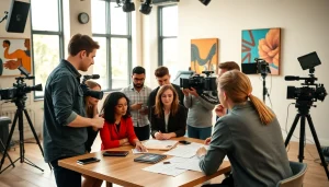 Collaborative media production team at work, showcasing https://www.pnmmedia.com creative energy and innovation.