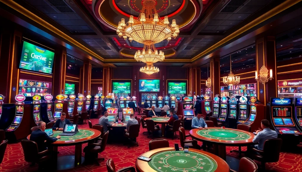 Engaging scene of players at a casino, highlighting Link vào Haywin opportunities.