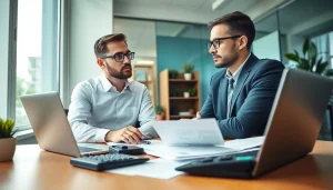 Preparing for tax season with a professional accountant in an organized office.
