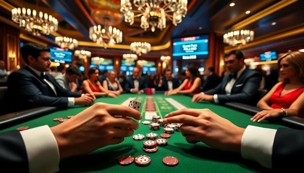 Players experience excitement at a baccarat table from https://xx88.us/ with luxurious ambiance and vibrant colors.