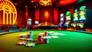 Players strategizing at a luxurious mm 88 poker table with vibrant chips and cards.