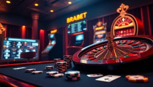 BRABET platform showcasing an exciting roulette wheel and virtual poker scene.