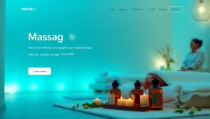 Visual representation of a modern massage therapy website interface highlighting services at https://forumup.org/.