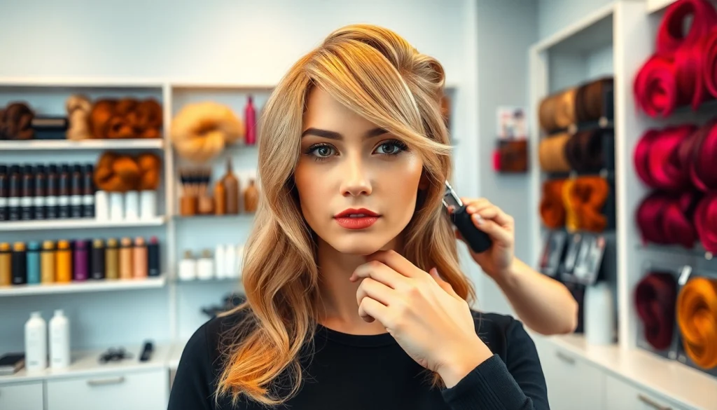 Femeie cu hairstyle bucuresti elegant, coafată într-un salon modern.
