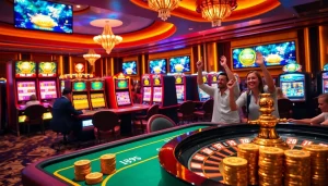 Experience the excitement of idn slot machines in a lively casino setting with vibrant lights.