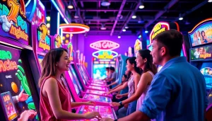 สนุกกับเล่น mega game ในอาร์เคดที่เต็มไปด้วยสีสันและพลังงาน