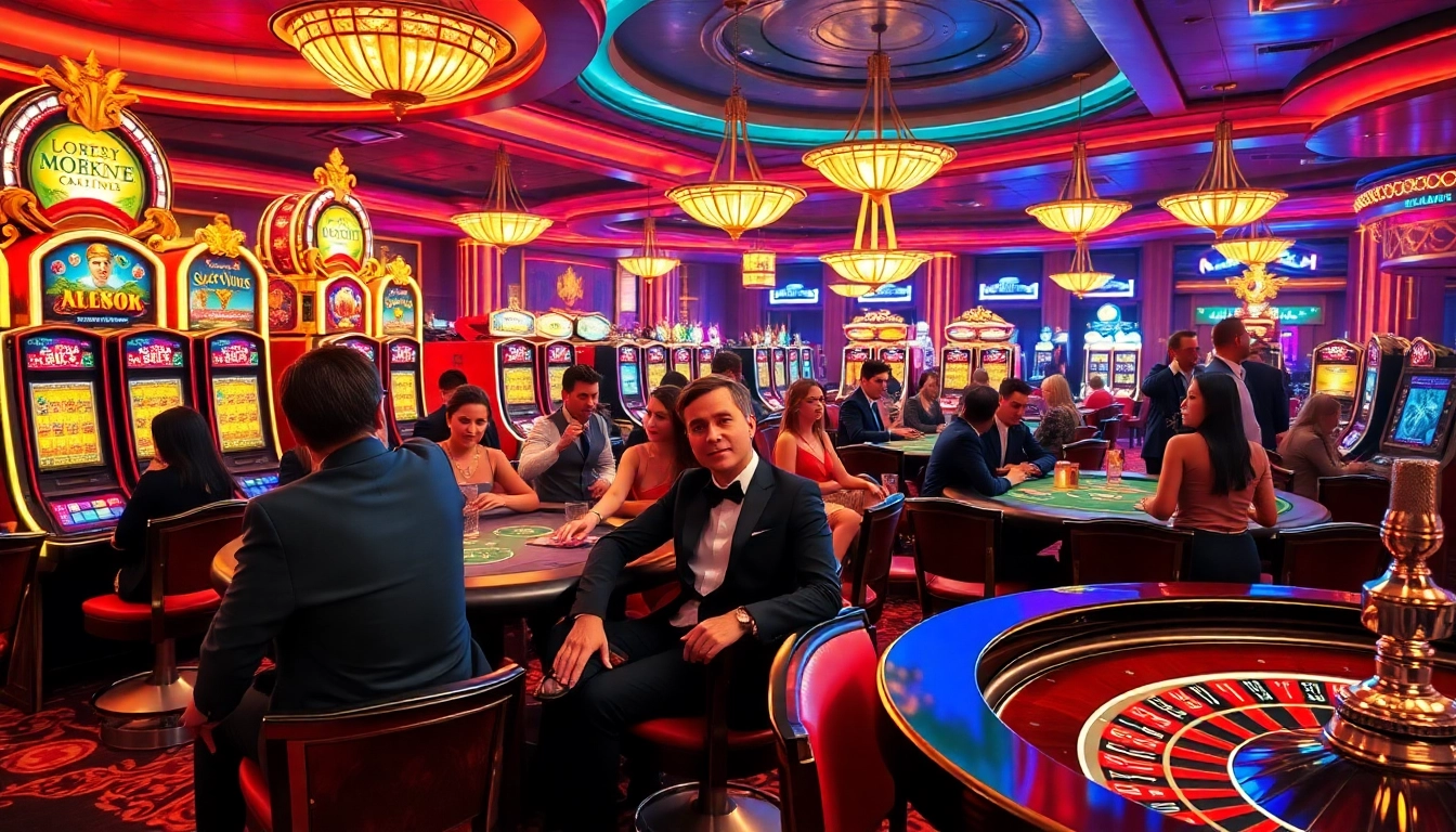 Engaging casino experience highlighting MV88 in a vibrant setting with excitement among players.