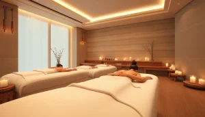 따뜻하고 차분한 톤의 편안한 장식이 있는 고급 스파 환경에서 울산마사지와 함께 궁극의 이완을 경험하세요.