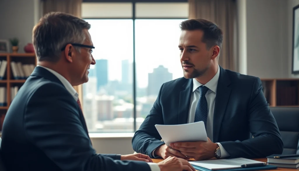 Greenville Personal Injury Lawyer advising a client in an office setting, creating a welcoming atmosphere.