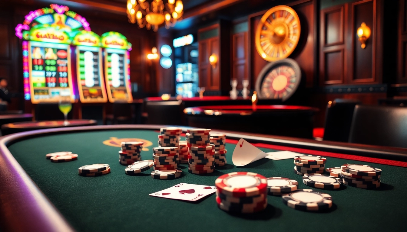 Experience thrilling gameplay at Hay88 with a high-stakes poker table and vibrant casino ambiance.