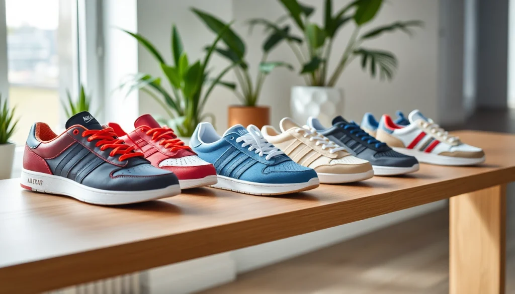 레플리카 스니커즈 컬렉션을 세련된 공간에서 보여주는 이미지
