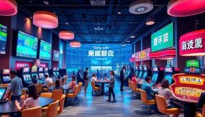 Engaging scene of a 안전놀이터 featuring diverse players enjoying various betting games, highlighting the brand 슈어맨 in a safe environment.