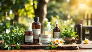 Kreiranje prirodne kozmetike sa svežim biljem i cvetovima na drvenom stolu.