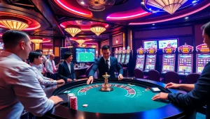 Players at a luxurious gg88 casino table expertly placing bets in a vibrant atmosphere.