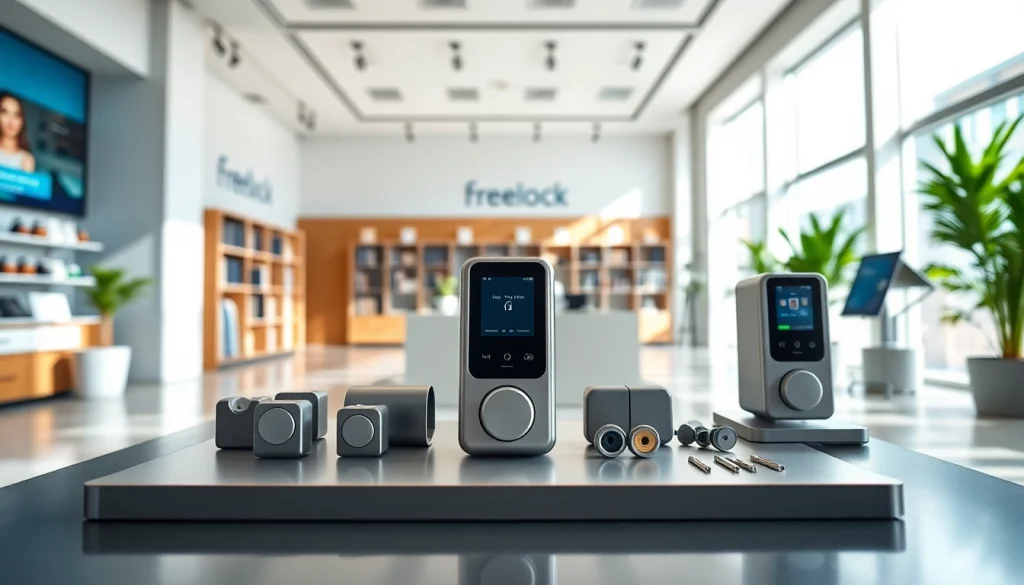 Freelock Produktpräsentation mit modularen Features in modernem Ambiente.
