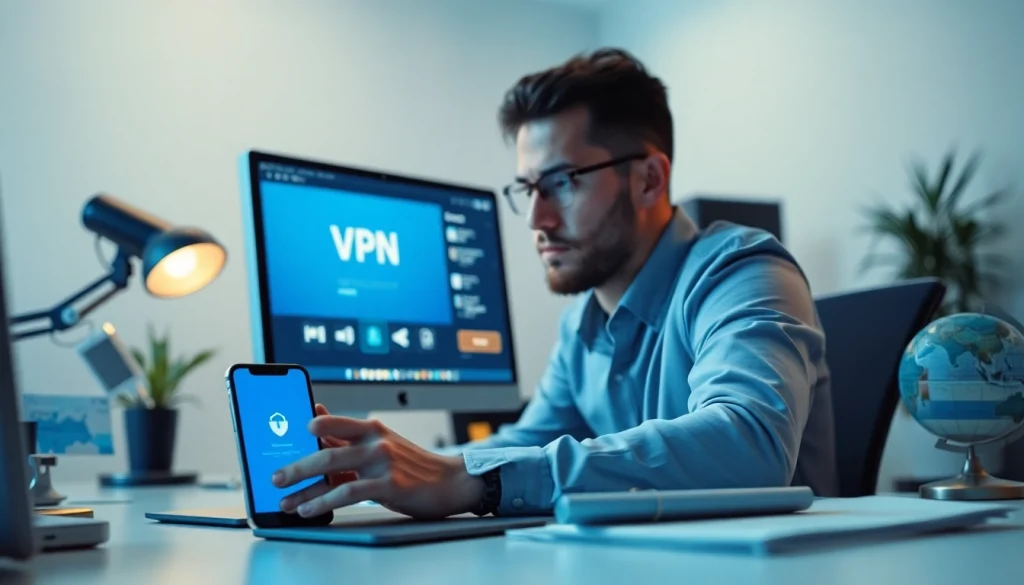 在计算机上显示的快连 VPN 界面，展示专业工作空间中的现代技术。