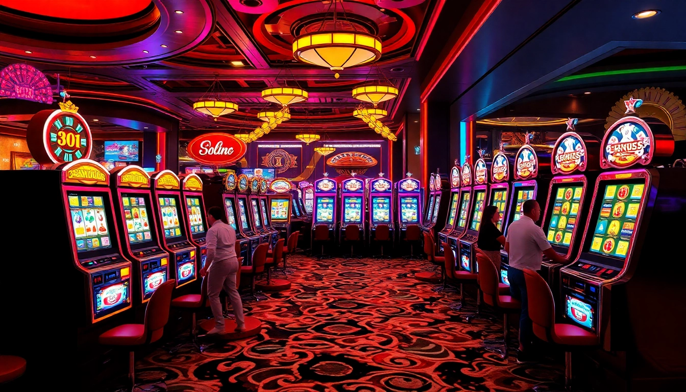 Players enjoying a pragmatic slot machine in a luxurious casino atmosphere.