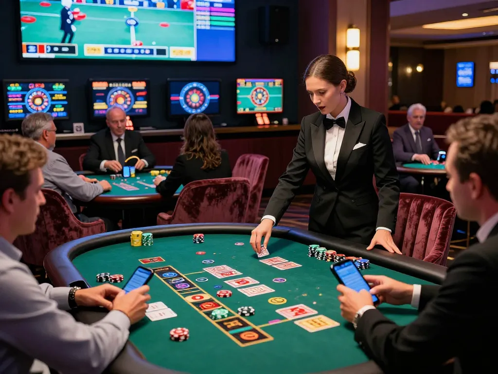 Exciting live casino players at tables engaging with dealers showcasing https://bong99.pro/ premium gaming atmosphere.