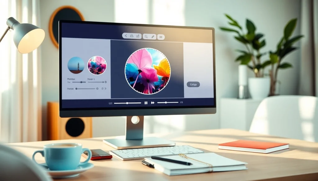 Crop image in circle using an easy online tool on a bright workspace screen.