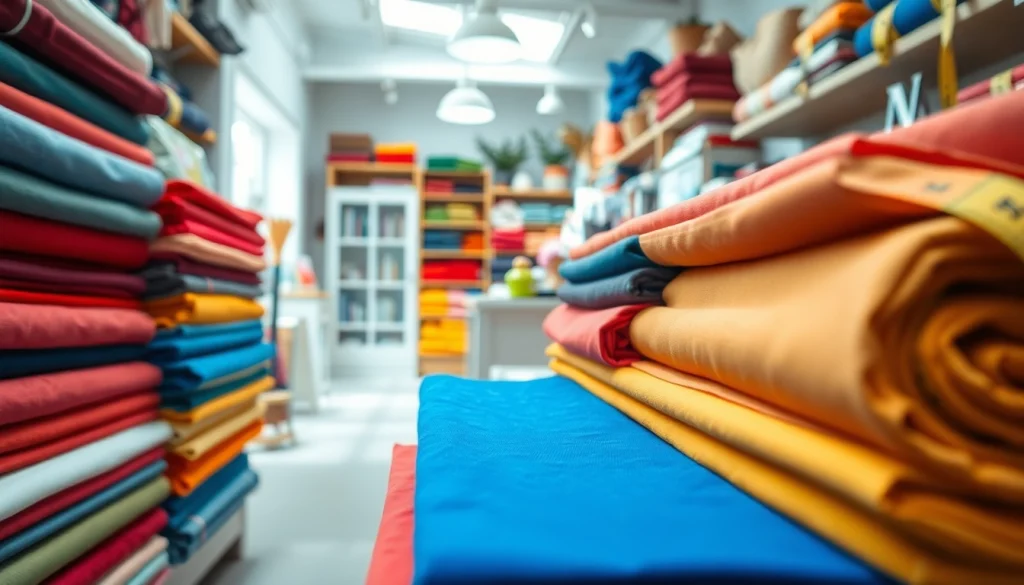 Verken stoffen webshop Nederland met kleurrijke stoffen en rollend textiel in een sfeervolle winkel.