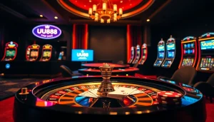 Experience exhilarating gaming at uu88 with vibrant casino tables and engaging roulette.