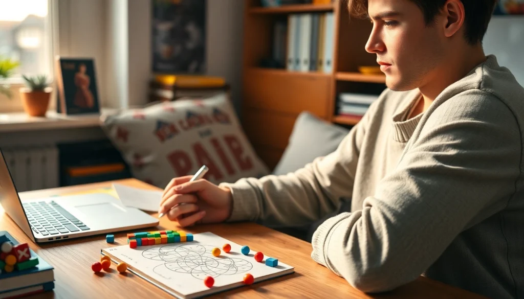 Engaging in games to play by yourself at a cozy desk with colorful board games.