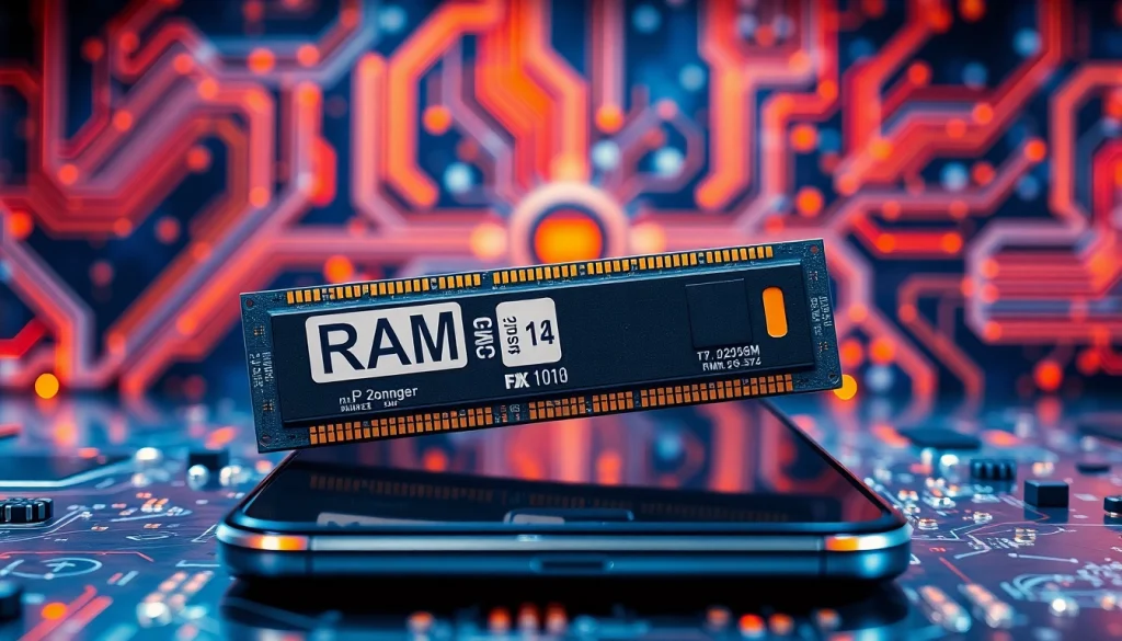 Porównanie pamięci RAM z wydajnością smartfona w nowoczesnym otoczeniu technologicznym.