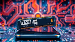 Porównanie pamięci RAM z wydajnością smartfona w nowoczesnym otoczeniu technologicznym.