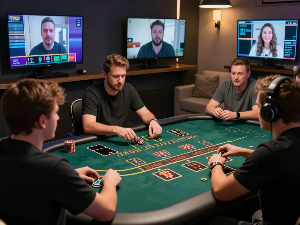 tv88 players strategizing at an online blackjack table with immersive live dealer
