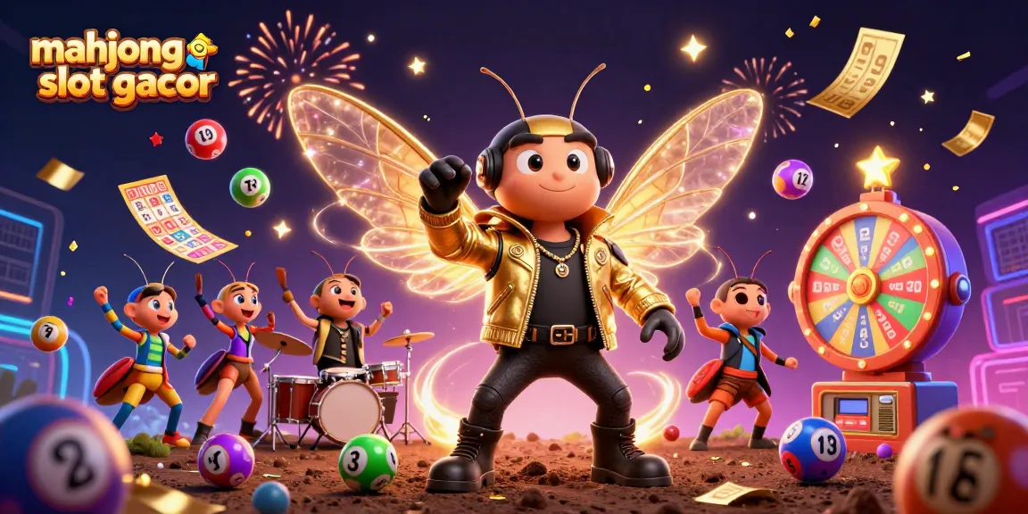 Experience mahjong slot gacor with electrifying visuals of a cartoon rock star and vibrant game elements.