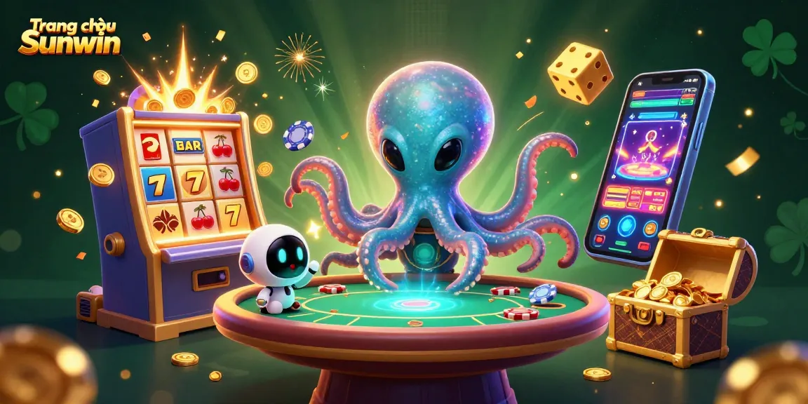 Experience the excitement of Trang chủ Sunwin with an alien octopus at a holographic poker table.