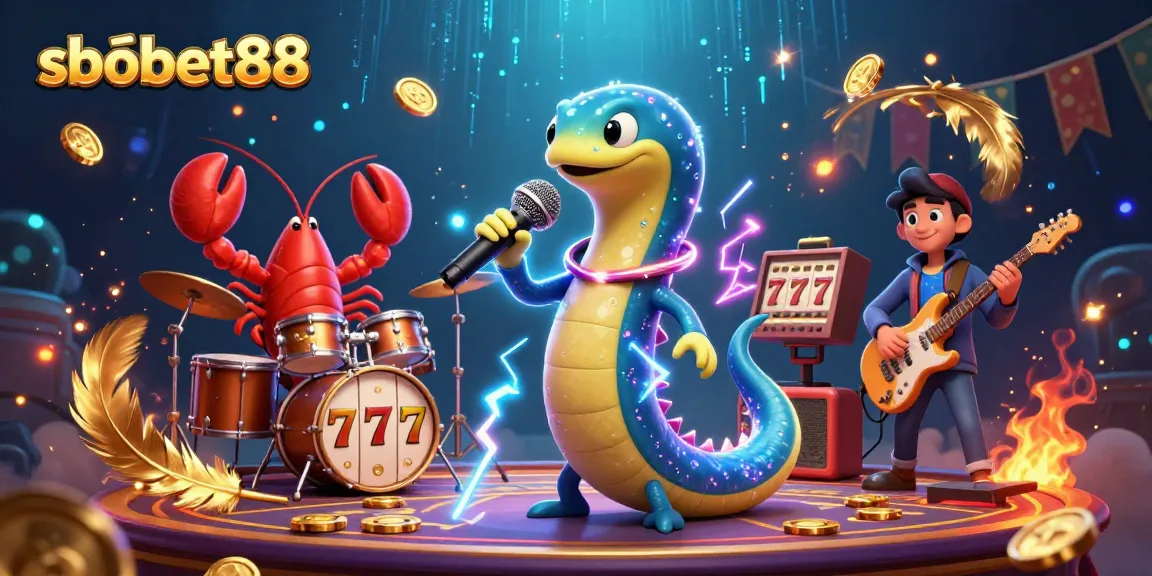 Experience sbobet88 excitement with a dynamic underwater casino show featuring electric eel DJ and vibrant gaming elements.